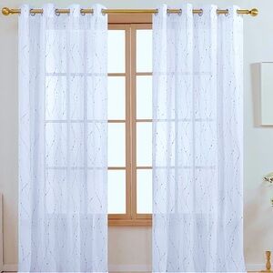 52 W x 45 L White with black grommet curtains. NWT